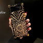 Funda cuadrada de lujo con estampado de leopardo a rayas y purpurina dorada para Galaxy Z Flip4 Flip3 5G