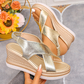 Glansiga Espadrille-Sandaler med Kilklack för Kvinnor