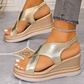 Glansiga Espadrille-Sandaler med Kilklack för Kvinnor