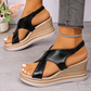 Glansiga Espadrille-Sandaler med Kilklack för Kvinnor